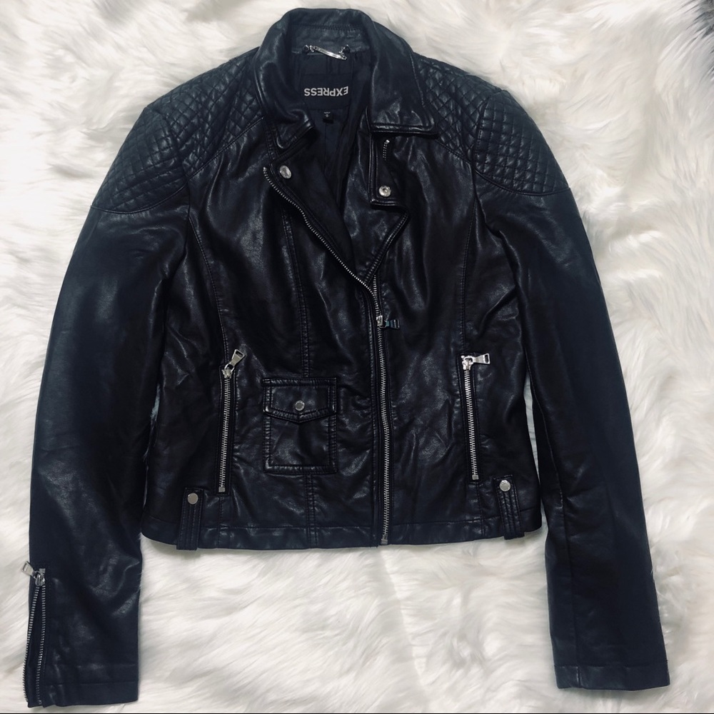 Express Faux Leather  Motto Jacket, size M